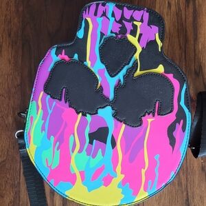 Loungefly Multicolor Drip Skull Crossbody Bag